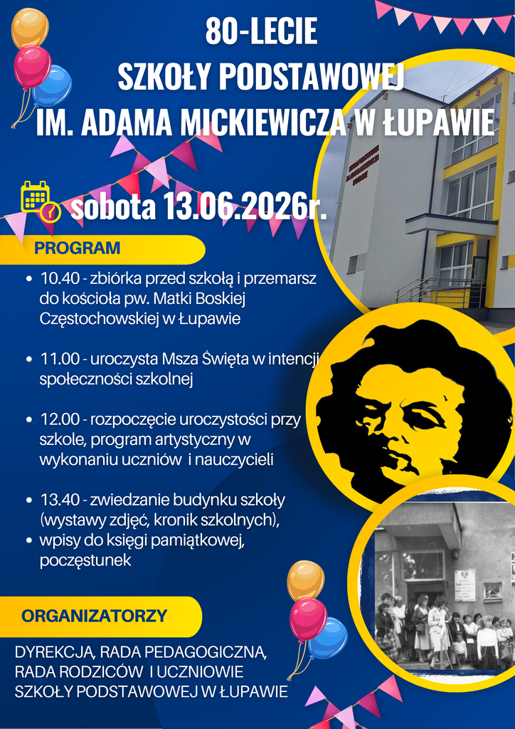 Zapraszamy na 80-lecie szkoły