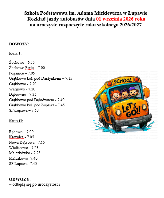 Rozkład jazdy autobusów na rozpoczęcie roku szkolnego